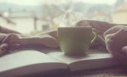 book with coffee cup